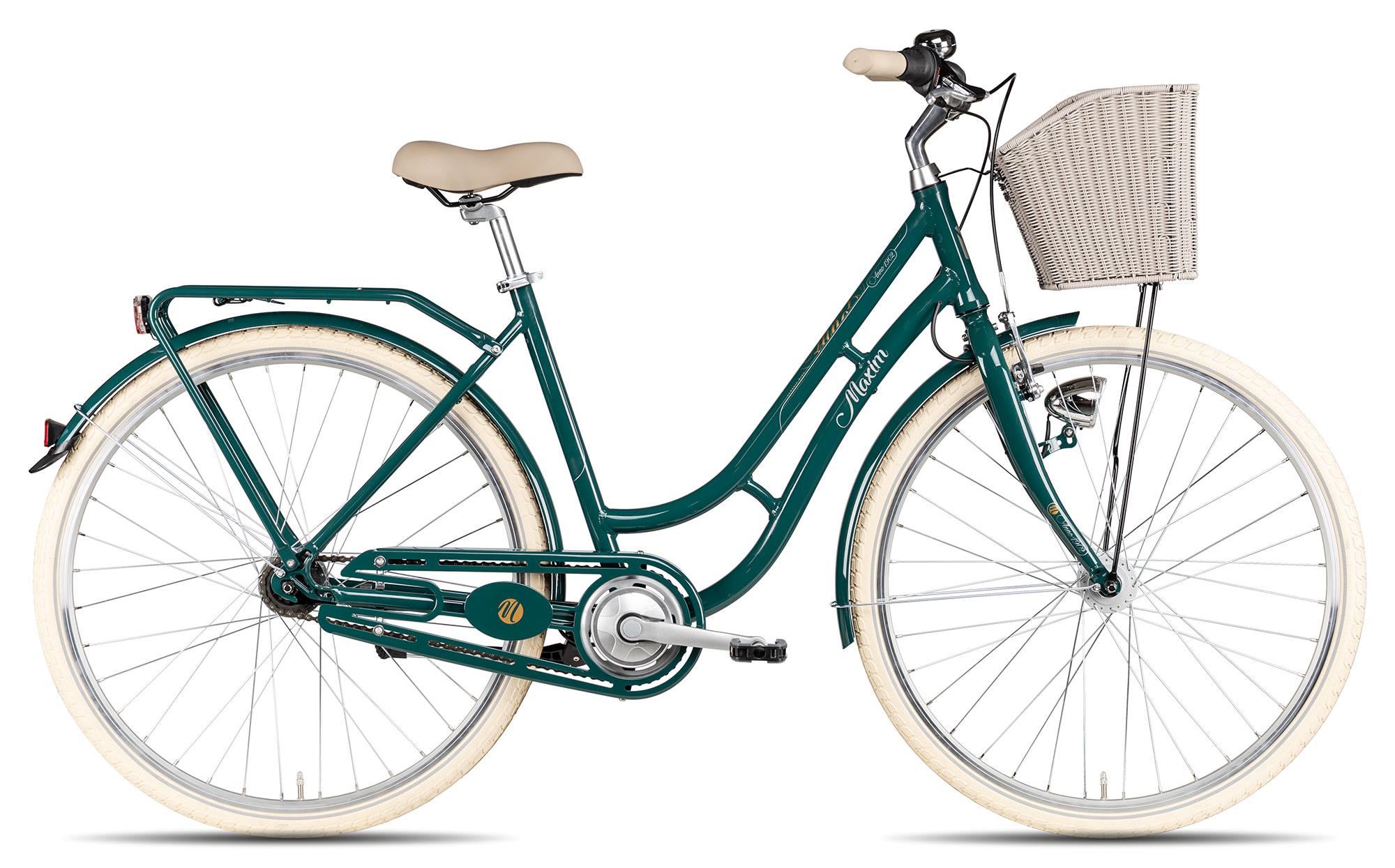 Maxim Anno 1902 Wave komfortables Citybike mit Korb 28 Zoll Grün 50 cm