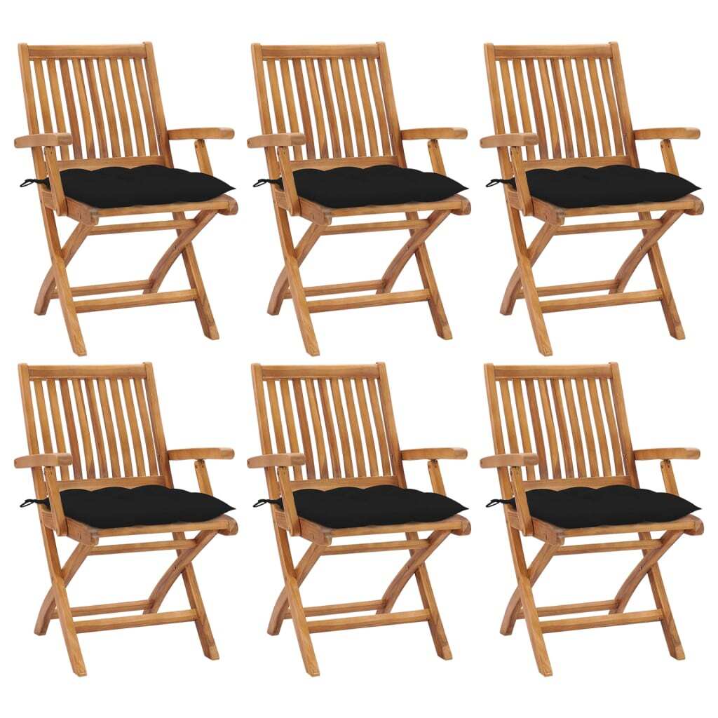 Maison Exclusive - Klappstühle mit Kissen, 6-teilig, Massivholz Teakholz