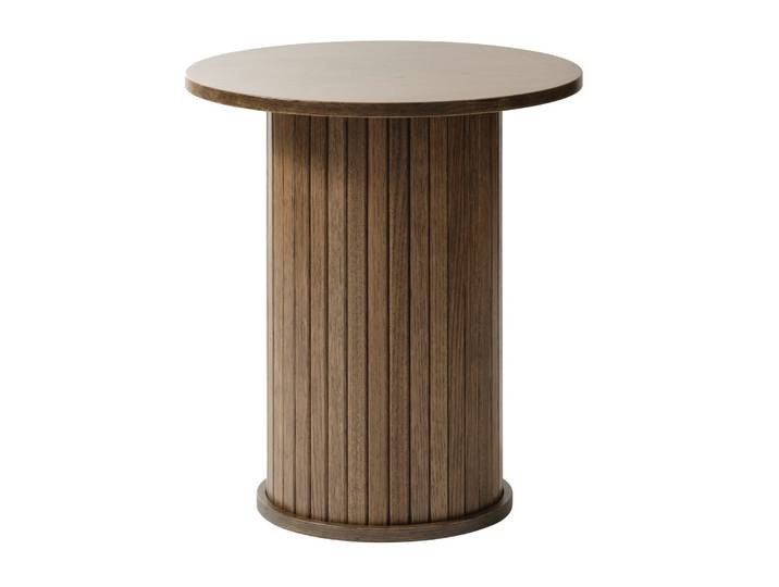 Runder Couchtisch Gativel 50 cm mit Lamellen in gebranntem