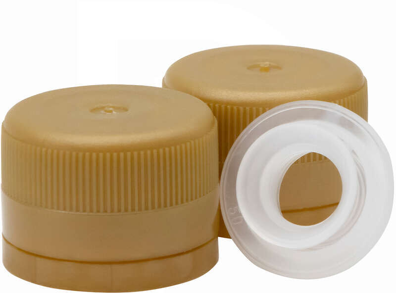Polsinelli Tappo a vite in plastica autosigillante oro con salvagoccia