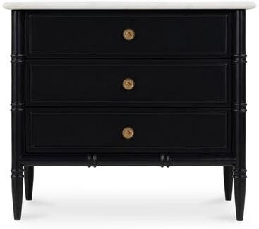 NADAAL STUDIOS Tatum, Nightstand Banswara Marble Top with Solid Wood Legs, Black