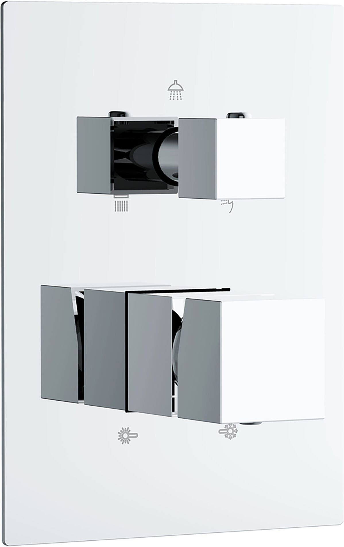 Tecom MISCELATORE DOCCIA INCASSO 3 VIE  SQUARE CROMO CARTUCCIA Ø35 mm