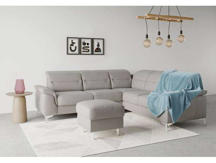 Ecksofa SIT & MORE Sinatra L-Form , grau, B:251cm H:85cm T:231cm, 100% Polyester, Sofas, Ecksofa, optional mit Kopfteilverstellung und Armteilfunktion