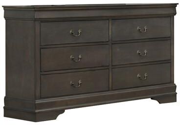Benjara Transitional Wooden Dresser with 6 Drawers and Metal Handles, Gray