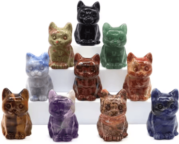 Inspire Picks Hand Carved Amethyst Cat Figurine Crystal Animal Statue For Chakra Healing & Meditation Decor random Stone 1pc