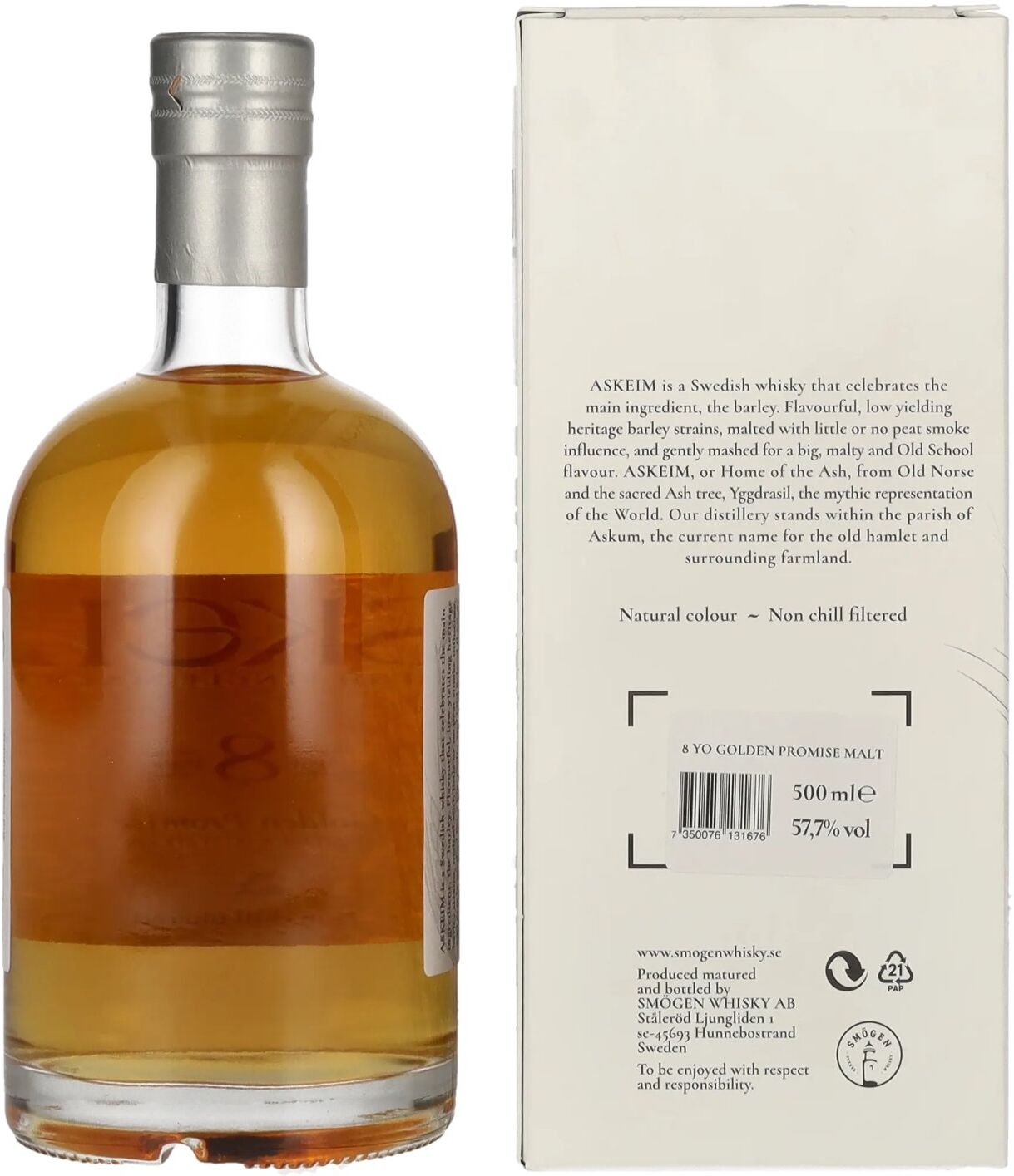 Smögen ASKEIM 8 Years Old Golden Promise Swedish Single Malt Whisky 57,7% Vol. 0,5l in Geschenkbox