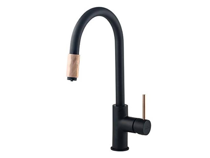 DEANTE Drei-Wege-Hahn Kupfer/Schwarz C-Auslauf - Designer Drei-Wege-Wasserhahn für Wasserfilter - Küchenarmatur für Osmose Filter - Duo Wasserhahn für Trinkwasser-Armatur Trinkwasserhahn 3wege