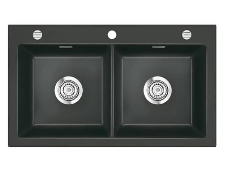 Systemceram Mera Twin Schiefer Keramikspüle Excenterbetätigung