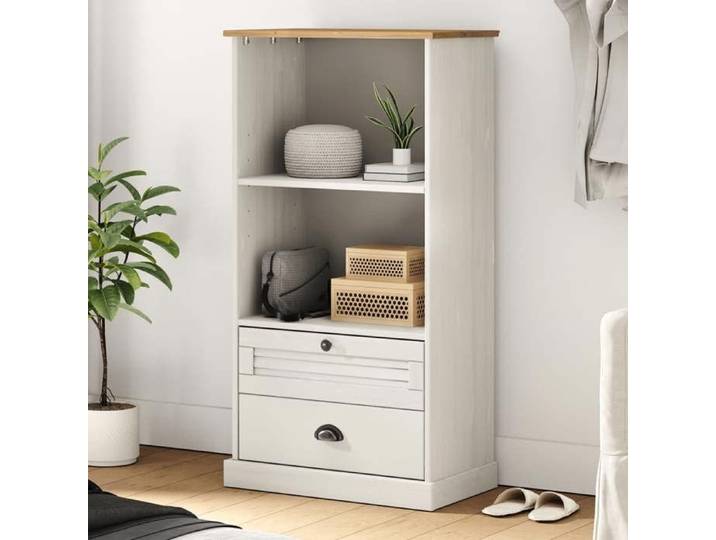 BESTLIFE Bibliothèque contemporaine VIGO blanc 60x35x114 5 cm bois massif de pin fr85872