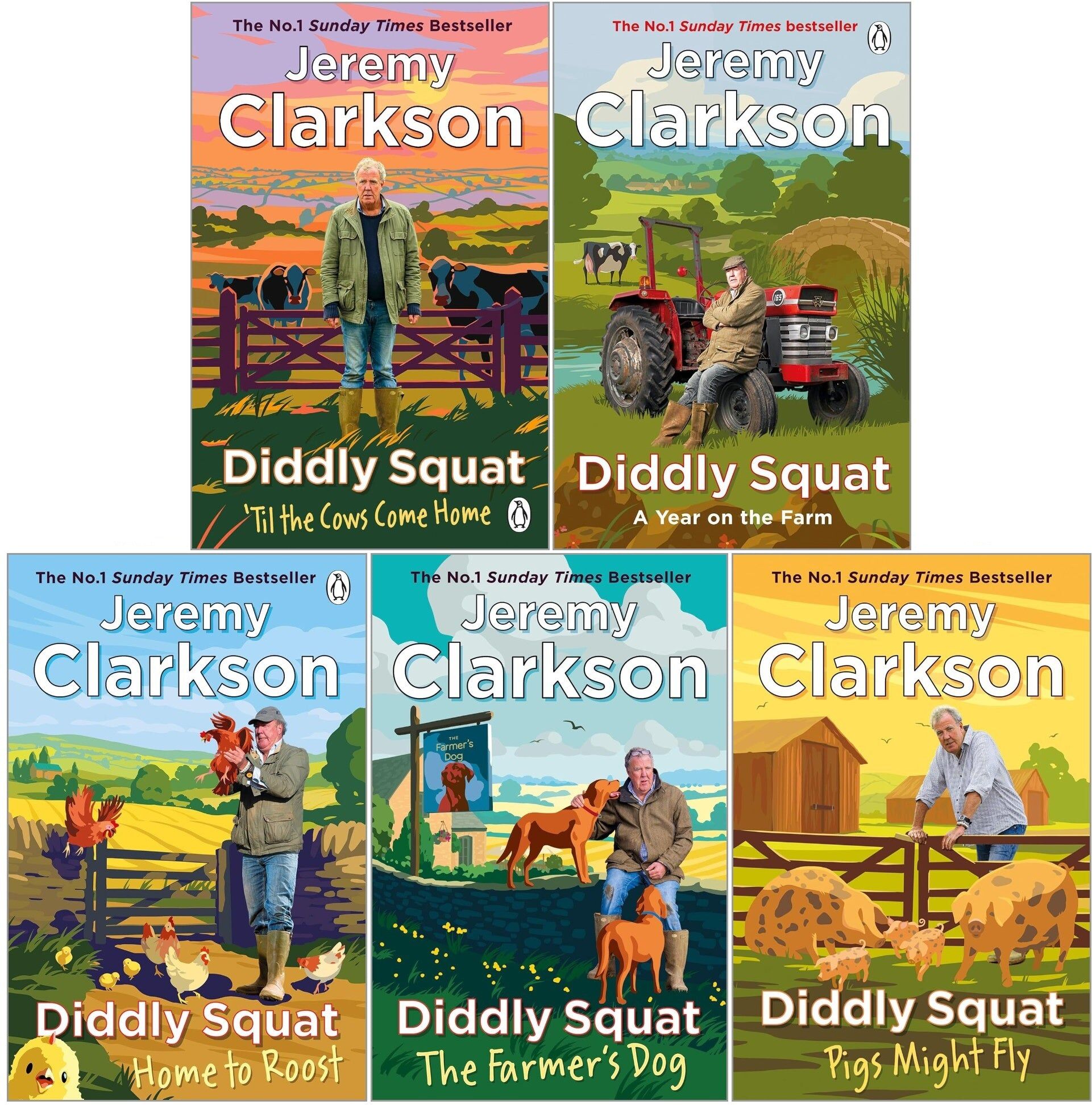 Penguin Diddly Squat Series 5 Books Collection Set By Jeremy Clarkson (A Year On The Farm, ‘Til The Cows Come Home, Pigs Might Fly, Home to Roost, The Farmer'