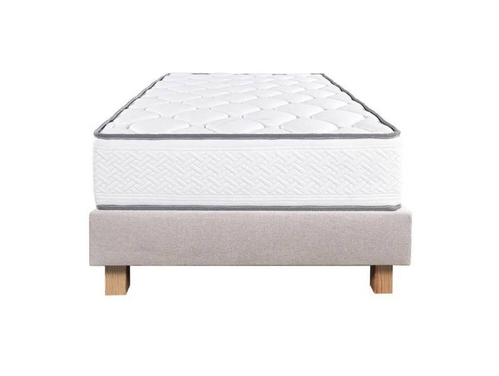 IZAC - Ensemble Matelas Mousse Ep.20cm + Sommier Tapissier Beige 90x190 cm