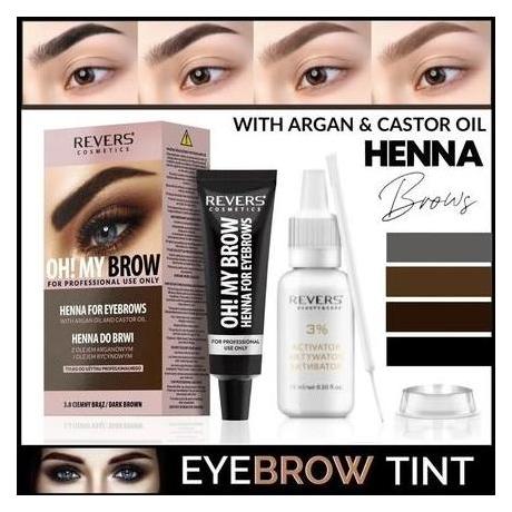 Revers Henna Eyebrow Eyelash Color Permanent Brow Color Cream Brown Black Complete Set (Braun, Schwarz) (42630215)