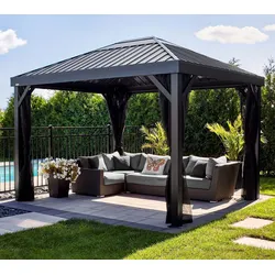 Sojag Kiruna 1012 | Metall Gartenpavillon mit Moskitonetz | 3x3,5 m - Schwarz