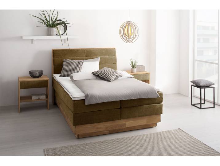 Boxspringbett, Braun (Bronzo), 164x216 cm, Polyester, 2 Matratzen & Bettkasten, Modern, OTTO PRODUCTS