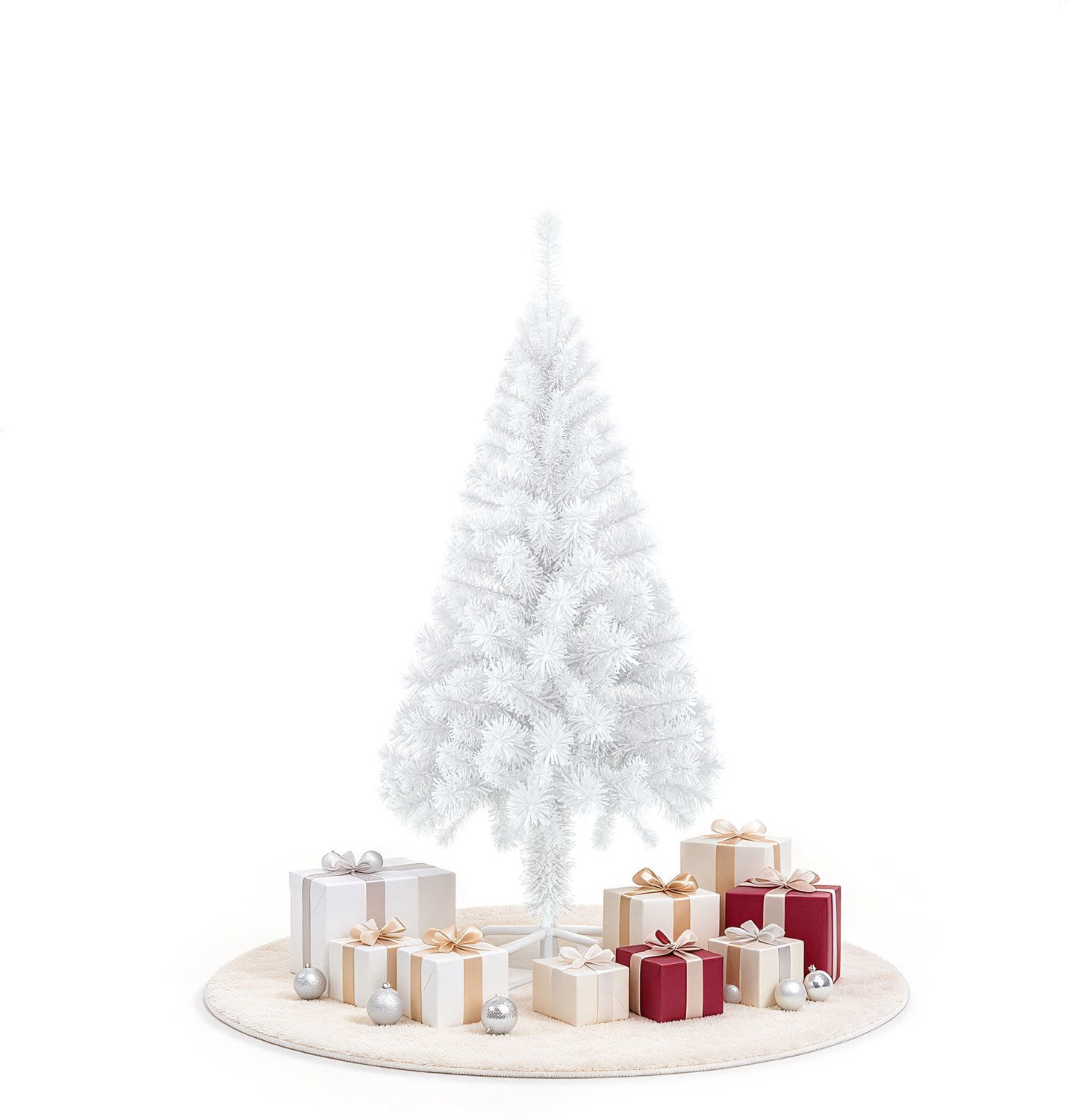 Wit PVC Kunstkerstboom met standaard, 180 cm
