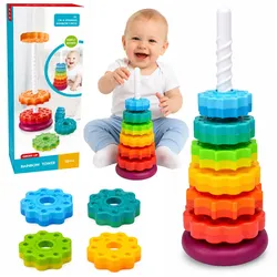 Rotierende Pyramide, Turmsortierer, Regenbogen-Puzzle, 36 cm, 6 El.