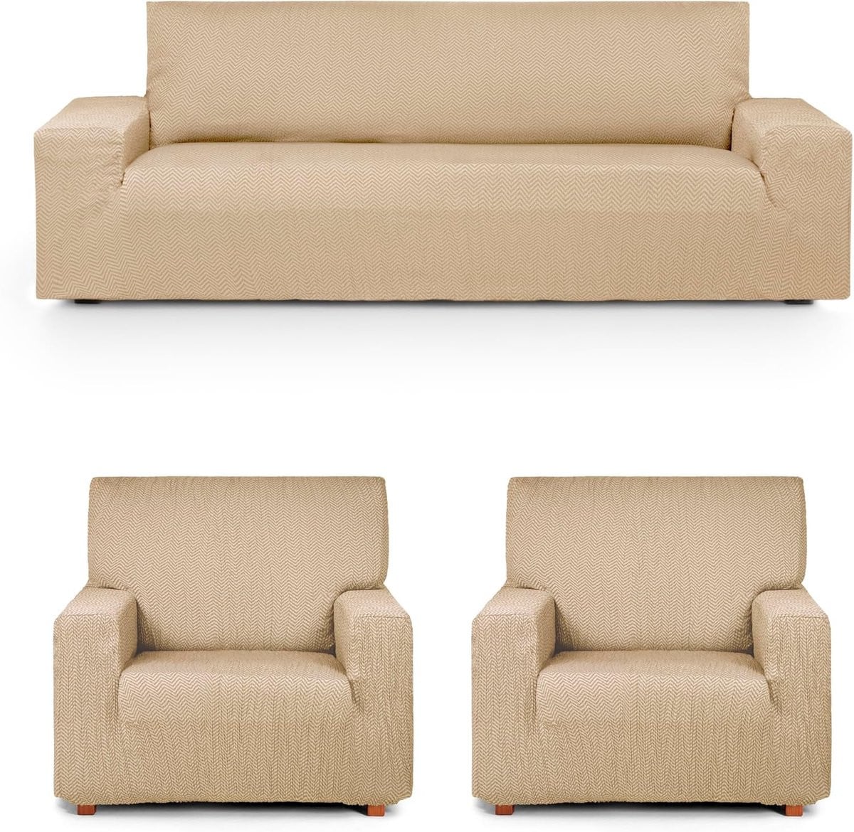 Beige elastische bankhoes voor 3+1+1 zits banken