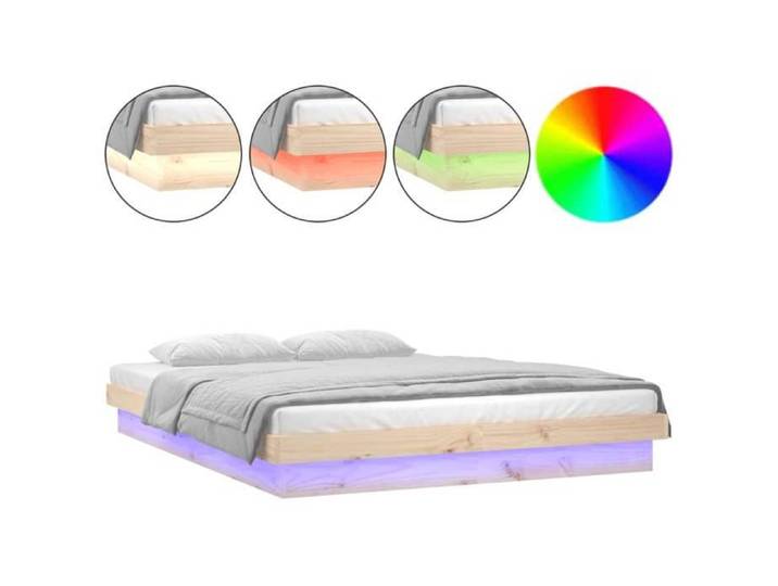 CHEZ ZENG Cadre de lit à LED sans matelas bois massif LL15368