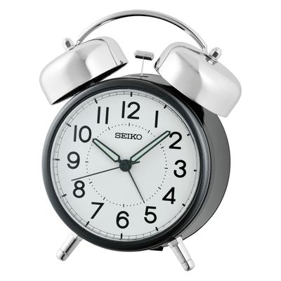 Quarzwecker SEIKO, schwarz, Wecker, Glockenwecker, Schlafzimmer, durchlaufende Sekunde, Beleuchtung