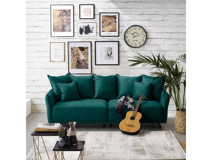 home24 XXL-bank groen Microvezel Salvo 226 x 91 x 103cm modern