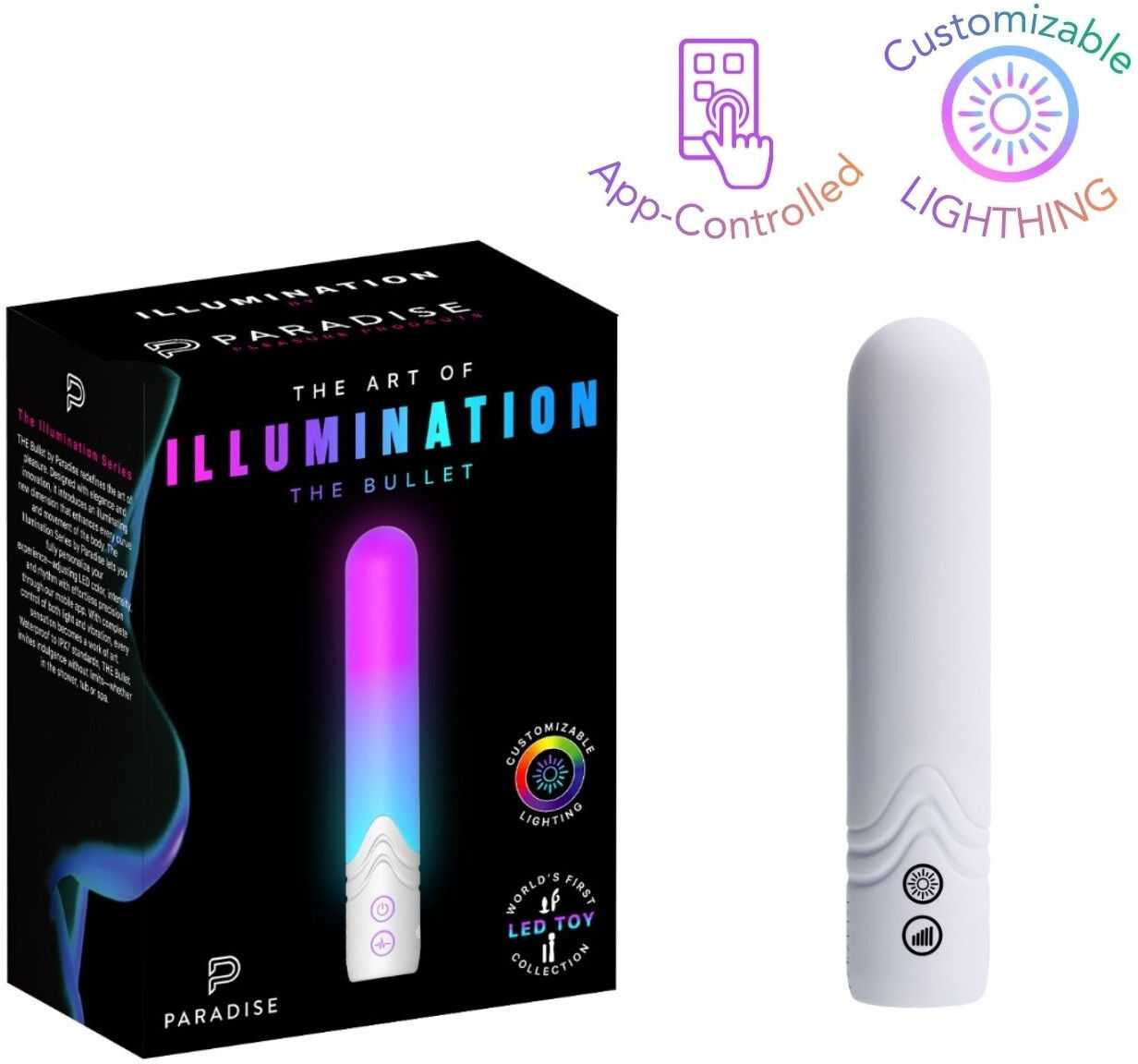 PARADISE PLEASURE PRODUCTS Vibromasseur Bullet rechargeable avec éclairage