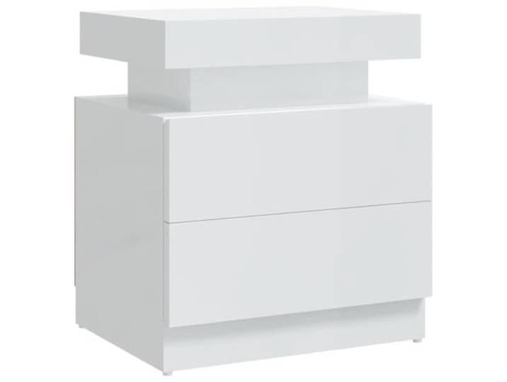 LKJephalotrop Nachttisch Hochglanz Weiß 45x35x52 cm Holzwerkstoff Stilvoller Nachtschrank fürs Schlafzimmer mit reichlich Stauraum für Bücher und Fernbedienung, inklusive Kippschutz.