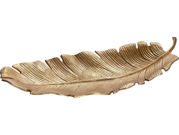 Schale GILDE Schale Blatt Blatto , gold (goldfarben), B:85cm H:15cm T:36cm, Aluminium, Schüsseln, Schale, Dekoschale, Blattdekor, Tischdeko, Naturinspiration, stilvolle Deko