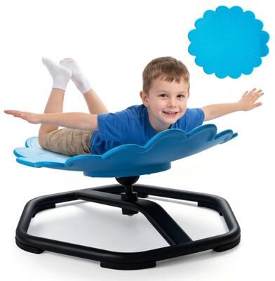 Costway Kids Sensory Swivel Chair with Sunflower Shape 360° Spinning Chair for Toddlers-Blue