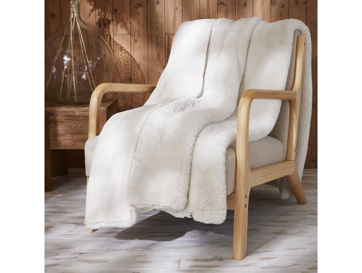 Plaid imitation fourrure chaud blanc 140x200 Odin