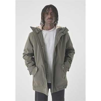 Parka CLEPTOMANICX "Winter Jacket Larum Original", Herren, Gr. M, grün, 75% Baumwolle, 25% Polyamid, unifarben, normal, hoch geschlossener Ausschnitt, Jacken Parka, mit lockerem Schnitt