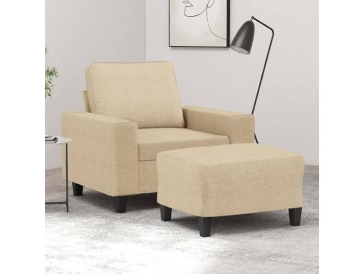 HEFZGDB Sessel mit Hocker Creme 60 cm Stoff Polstermöbel Wohnzimmer Stuhl Bequem Entspannen Langlebig Strapazierfähig Robust Stabil Vielseitig Kompakt Modern Design Atmungsaktiv Dick