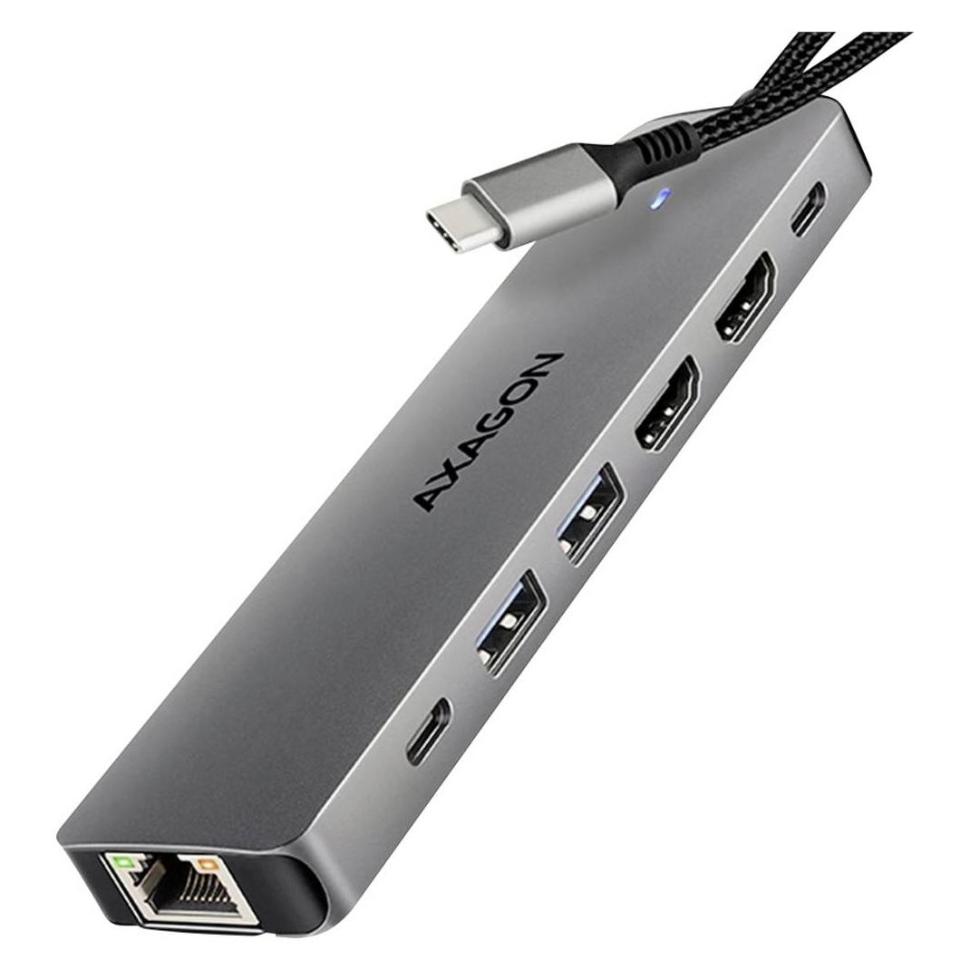 Axagon HMC-7HX2 USB-C 5Gbps DUAL 4K DISPLAY 7in1 hub (USB-C, 7 Ports) (HMC-7HX2)
