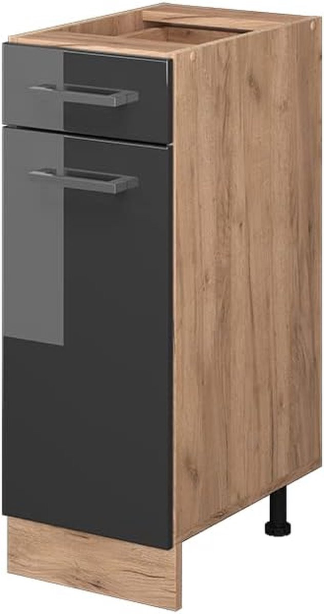 Keukenladekast Antraciet Hoogglans - Modulaire Opbergkast voor Keukenorganisatie - Breedte: 30 cm