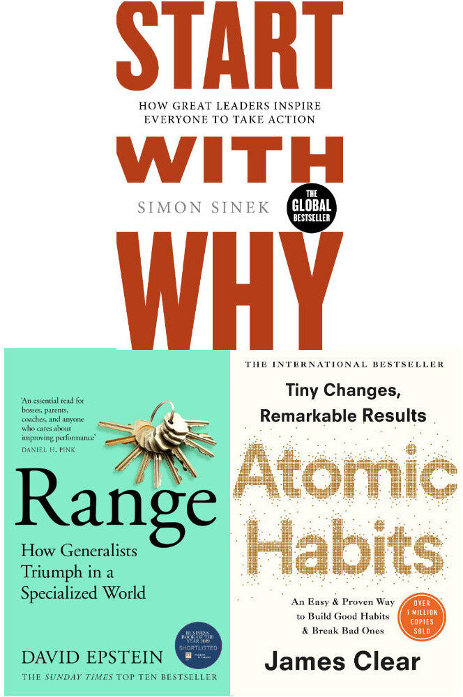 Pan Macmillan Atomic Habits, Range, Start With Why 3 Books Collection Set