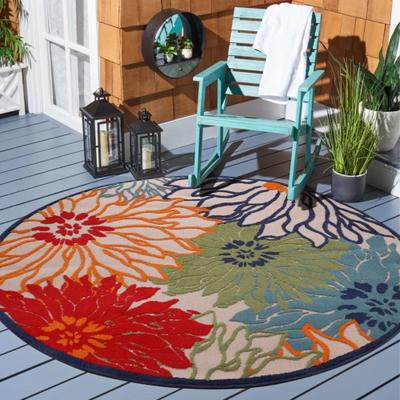 Teppich SANAT "Floral 2 Outdoor, auch als Läufer und rund", bunt, H:6mm Ø:200cm, Kunstfaser, Teppiche, Teppich, In- und Outdoor geeignet, Blumen, Balkon, Terrasse, Außenbereich