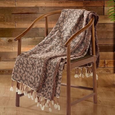 Makers Collective Leopard Woven Throw with Fringe by JG Co. by Amie and Jolie Sikes