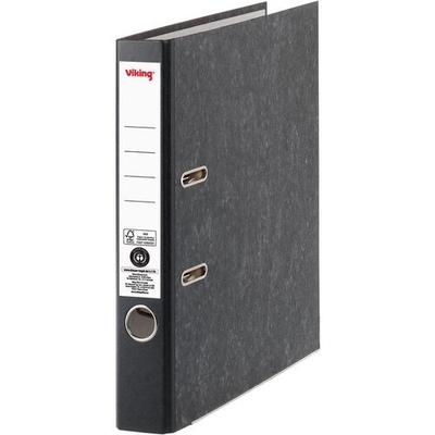 Viking Ordner Schmal DIN A4 50 mm Schwarz 2 Ringe Pappkarton Wolkenmarmor Hochformat