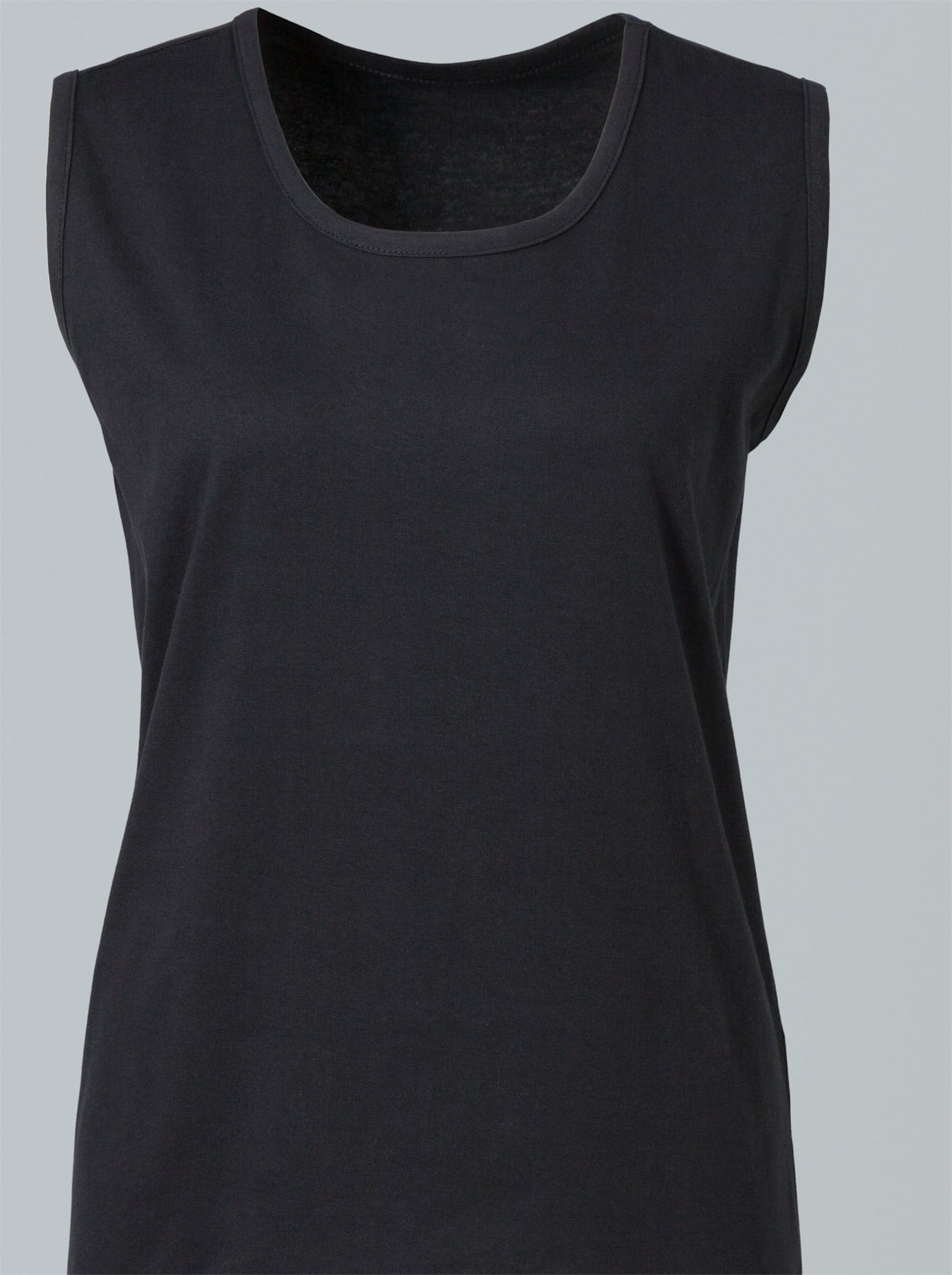 Shirttop CLASSIC BASICS, Damen, Gr. 56, schwarz, 100% Baumwolle, unifarben, Rundhals, Tops Shirttop schwarz 56