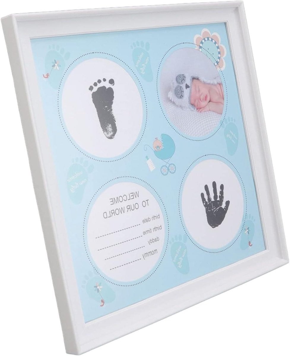 Baby Handafdruk en Voetafdruk Fotolijst met Inktkussen voor Herinneringen