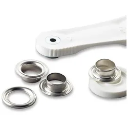Prym Ösen + Scheiben, silber 11 mm, Dose 120 Stk., Nähzubehör, Silber