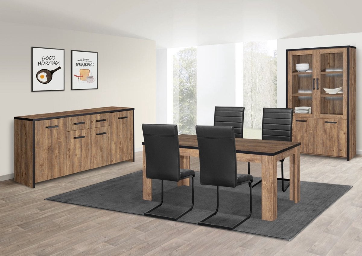 Belfurn Eunice 3-delige eetkamerset in mango bruin
