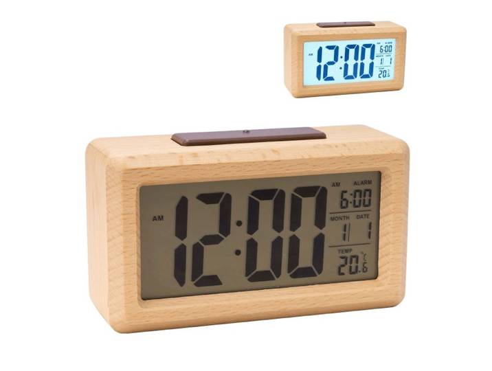Relaxdays Digitaler Wecker aus Holz