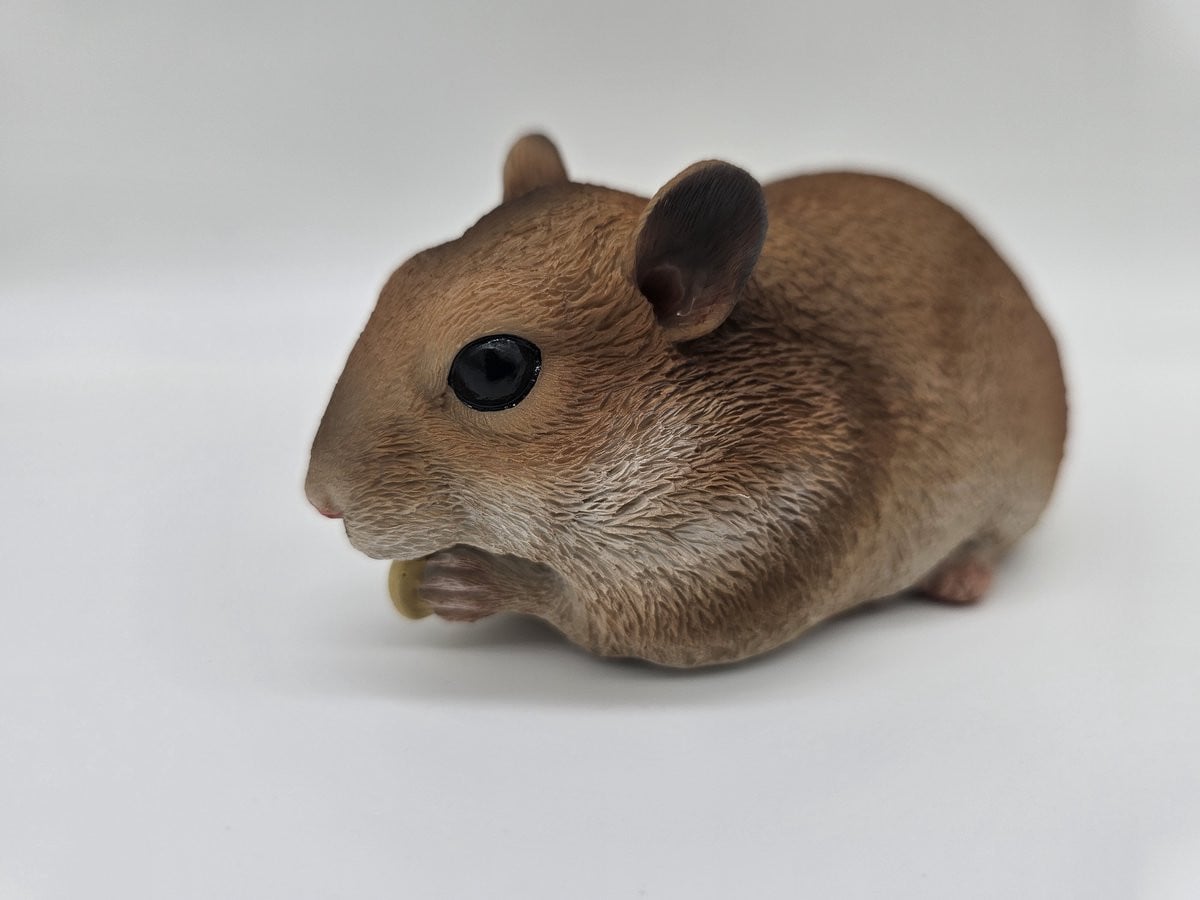 Levensgetrouw Hamster Beeldje van Polystone - Bruin - Hoogte: 13 cm