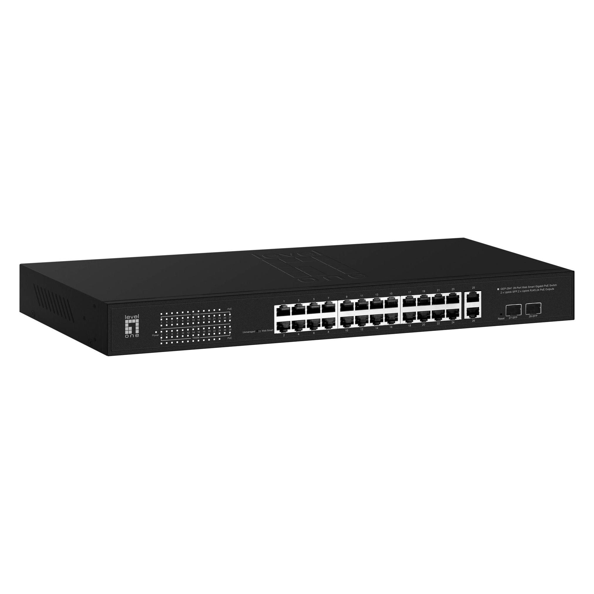 LevelOne Switch 28x GE GEP-2841 2xGSFP 24xPo (28 Ports) (GEP-2841)