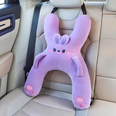 Uplifted Goods Kids Car Neck Pillow With Seat Belt Safety For Comfortable Sleep purple