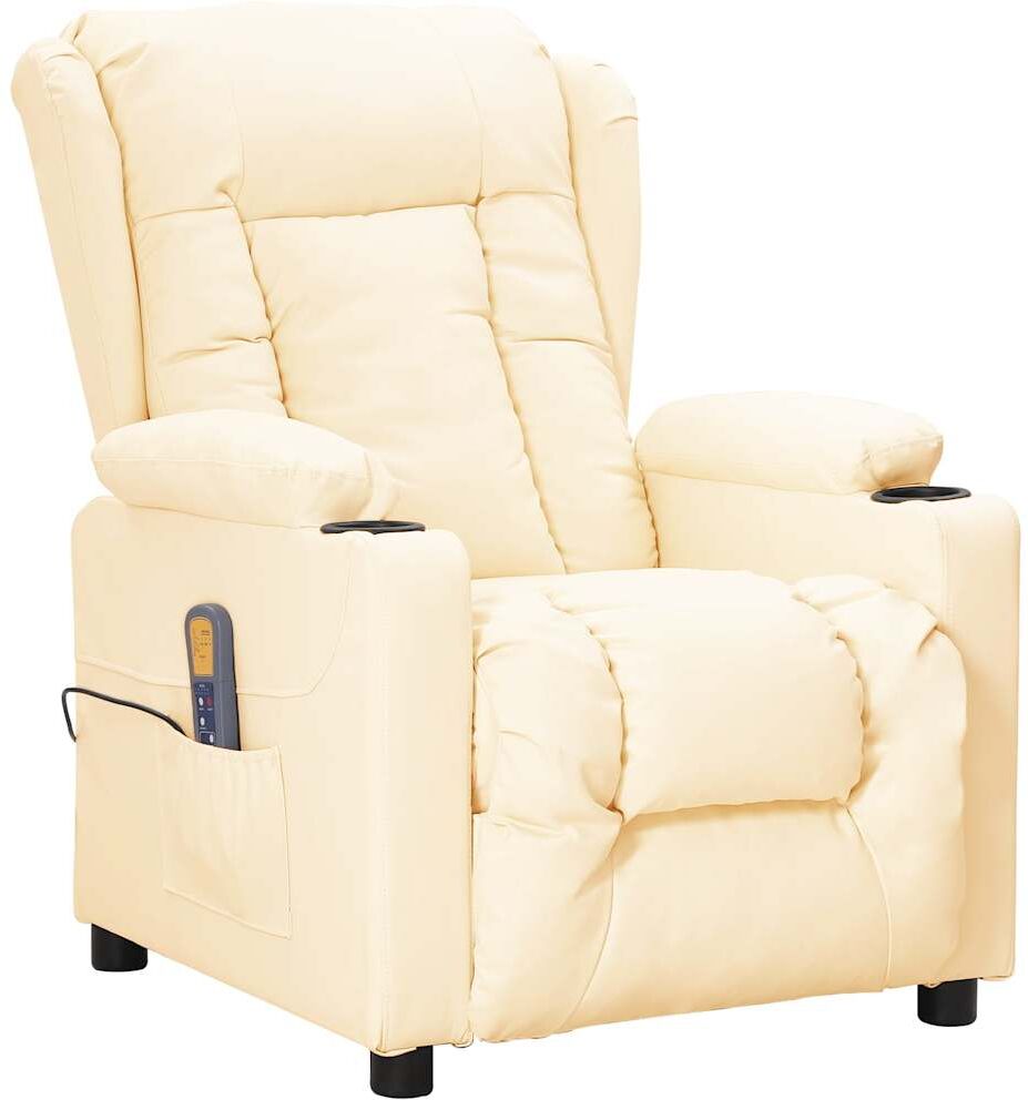 vidaXL Fauteuil de massage Crème Similicuir