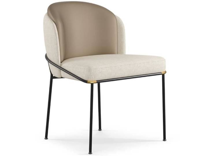 Chaise de salle à manger - Tapissée en tissu - Ruma Beige