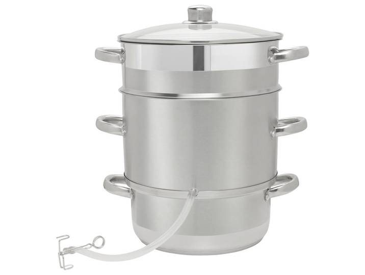 Homeware Profession. Dampfentsafter, Edelstahlfarben, Metall, Glas, 8 l, Lfgb, Messskala,mit Dampfablass, Kochgeschirr, Küchengeräte