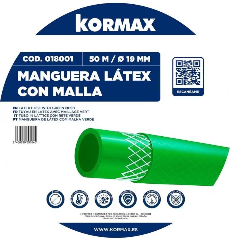 Manguera De Látex Kormax Reforzada Con Malla Para Jardín Verde Talla Única Unisex