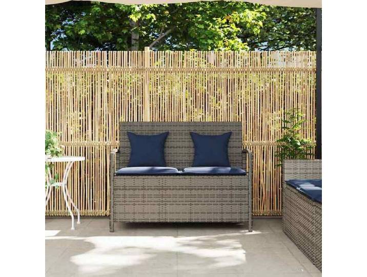 Remise Mobilier terrasse/ Banc de rangement - Anti UV - de jardin avec coussin gris résine tressée JILIMAISON2025 4848916